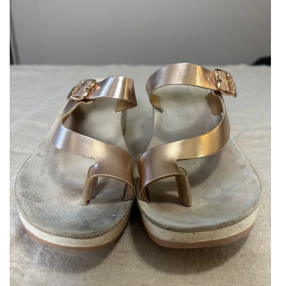 Fantasy Felisa Platform Wedge Sandals 41 Rose Gold Metallic Leather Comfort
